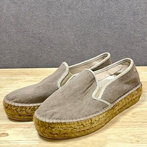 Viscata Barcelona Tan Platform Espadrilles Womens Slip On Flat Shoes Spain 38